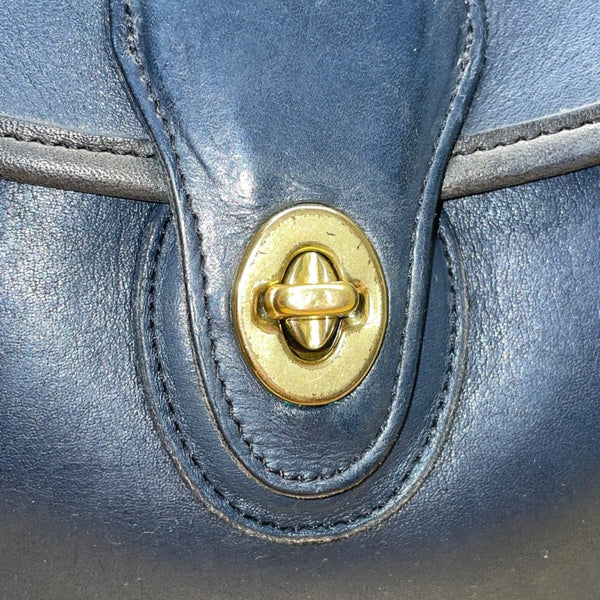 Coach Women’s Navy Leather Turnlock Closure Adjustable Strap Crossbody Bag