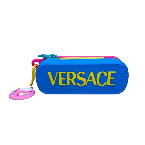 Kids Blue/Pink Silicone Zippered With Donut Charm Hard Glasses Case