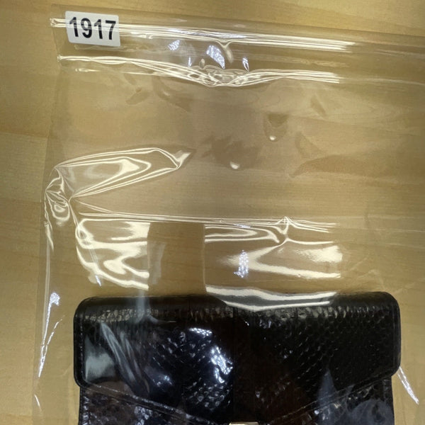 Morris Moskowitz Women’s Black Genuine Reptile Gold Chain Strap Shoulder Clutch