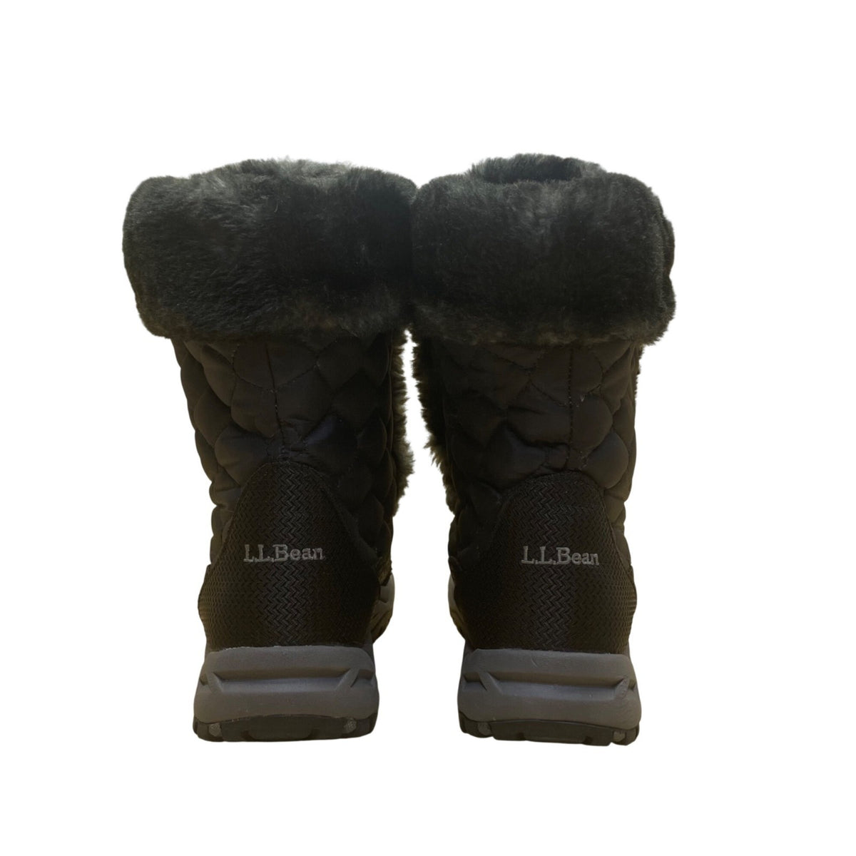 L.L.Bean Women’s Black Quilted Faux Fur Lined Waterproof Winter Boots Size 8M