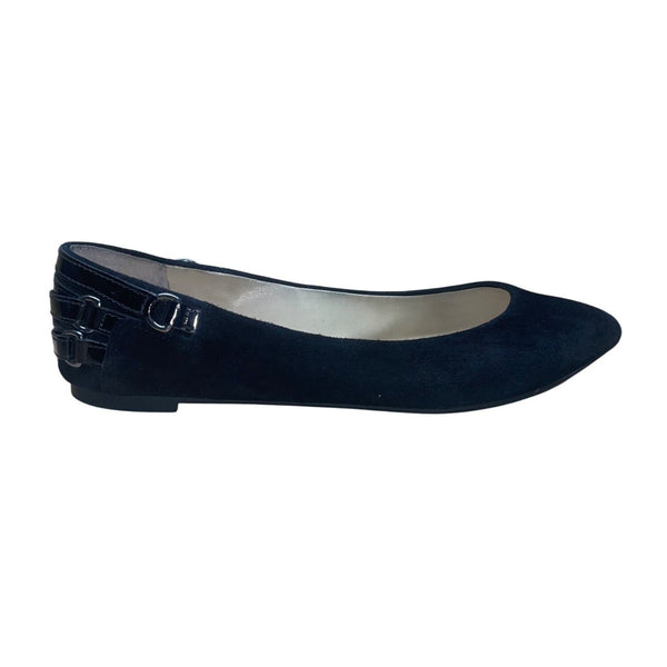 Enzo Angiolini Women’s Black Suede Strap And Buckle Detail Shiana Flats Size 8M