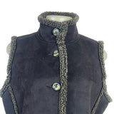 L.L. Bean Women's Gray Sherpa Lined & Sleeveless Button Front Vest Sz M