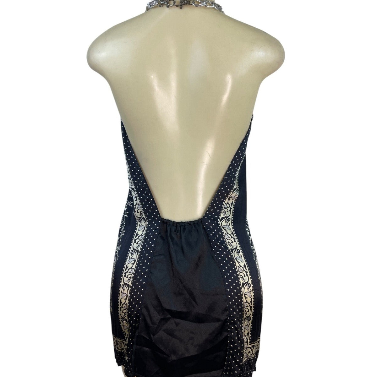 Forever Halter Neck Black & Gold Blouse With Chain Detail Paisley Size M - New