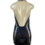 Forever Halter Neck Black & Gold Blouse With Chain Detail Paisley Size M - New