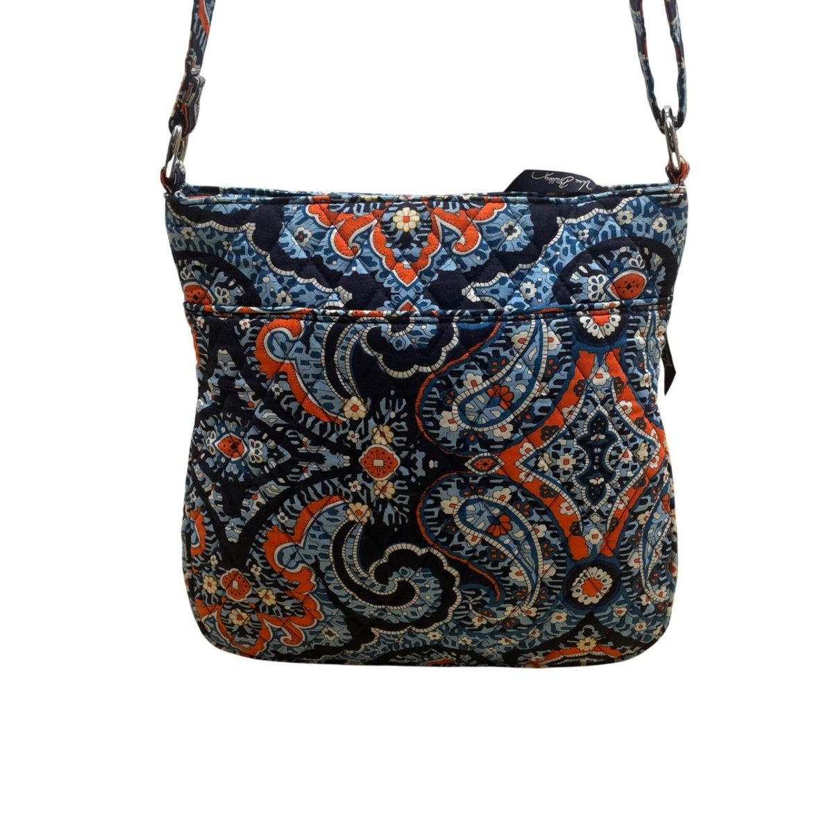 Vera Bradley Womens Blue Paisley Quilted Adjustable Strap Zippered Crossbody Bag