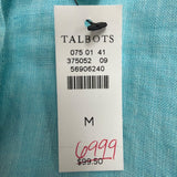 Talbots Women’s Aqua Linen Button-Up Long-Sleeve Shirt Lightweight Casual Size M