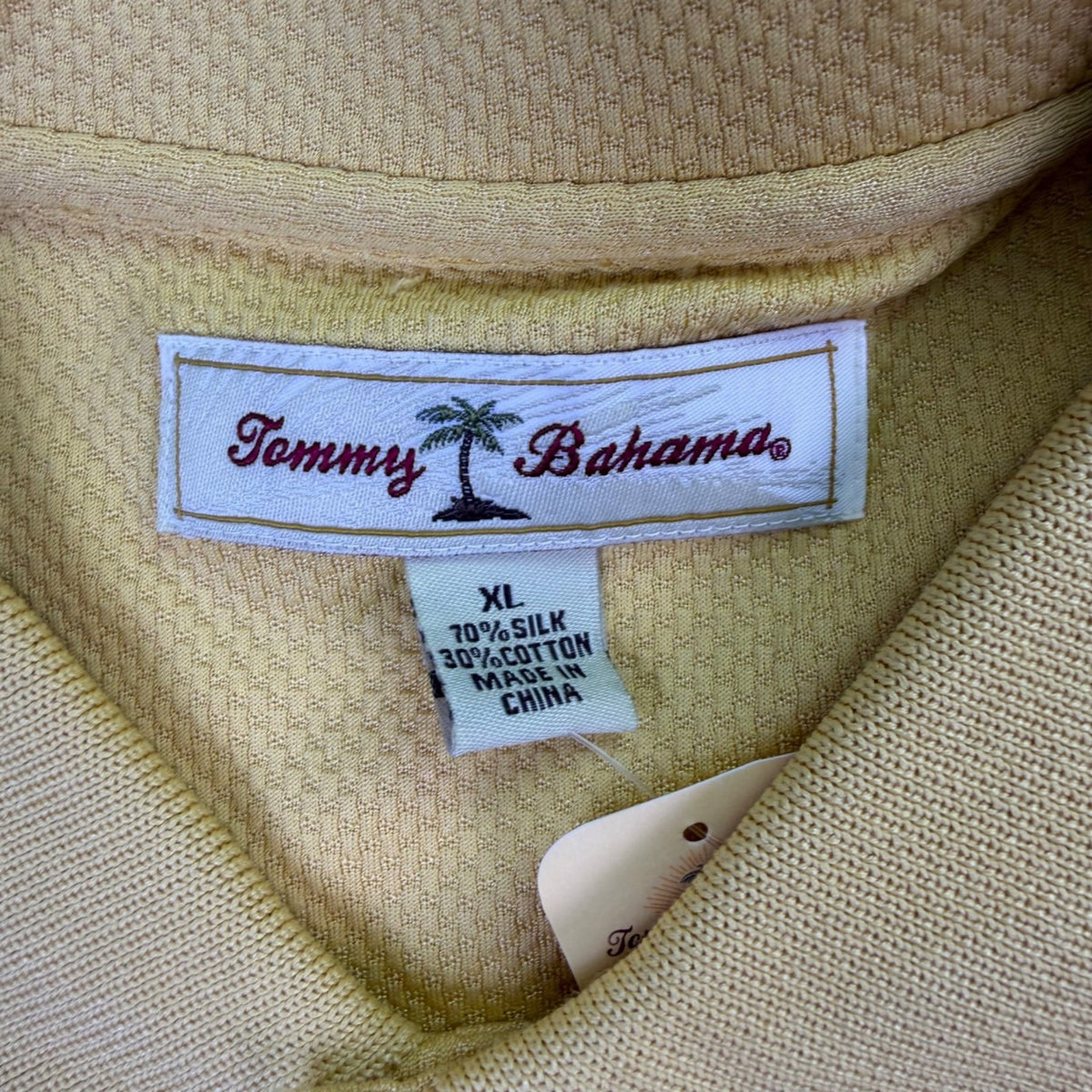Tommy Bahama Mens Yellow Silk & Cotton Long Sleeve Polo Shirt Comfortable Sz XL