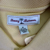 Tommy Bahama Mens Yellow Silk & Cotton Long Sleeve Polo Shirt Comfortable Sz XL