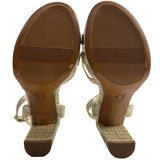 Naturalizer Gold Snake Skin Mallory Ankle Strap Platform Heel Sz 8W - New