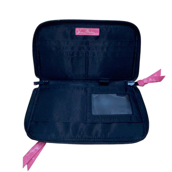 Vera Bradley Women’s Black Floral Quilted Wallet Zipper Closure & Card Slots