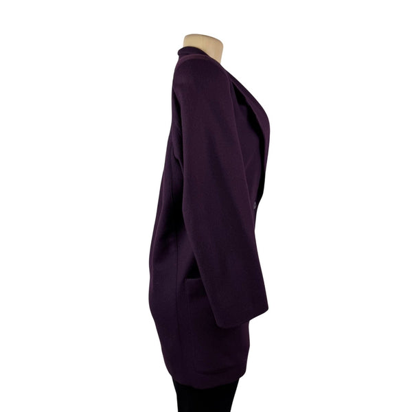 Linda Allard For Ellen Tracy Womens Purple Wool  Blazer Embroidered Pocket Sz 8