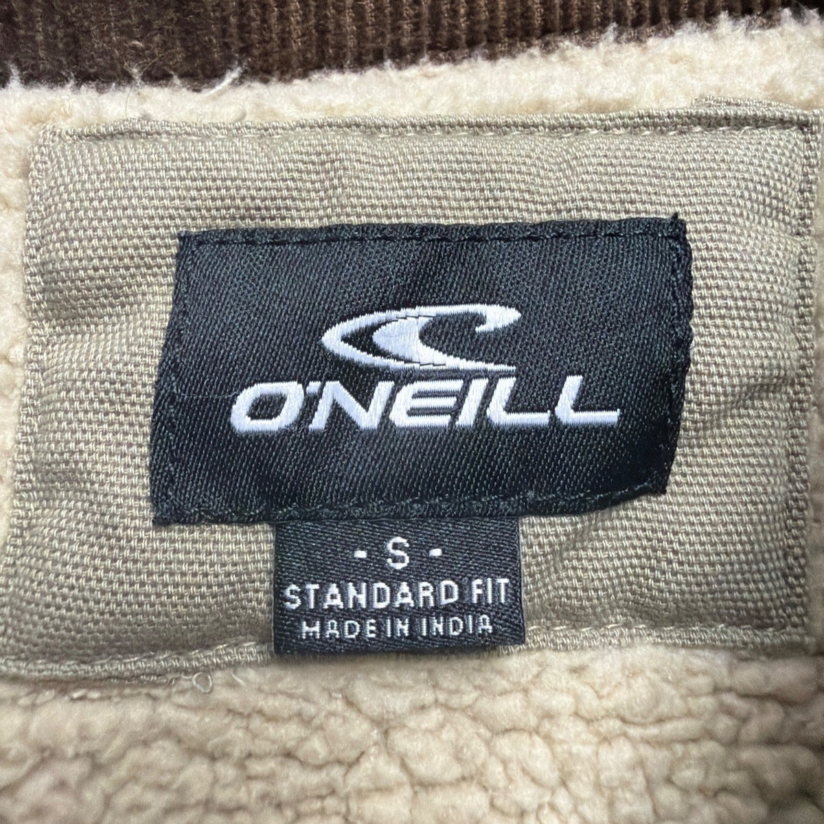 ONeill Mens Beige Cotton Jacket Corduroy Collar Sherpa Lined Standard Fit Size S