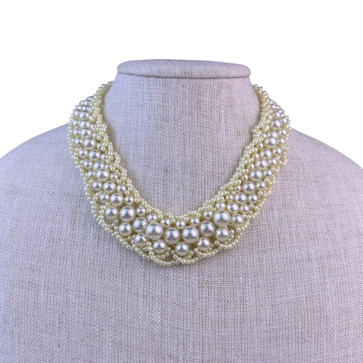 Multi-Strand Faux Pearl Gold-Tone Bib Necklace Womens Jewelry Elegant