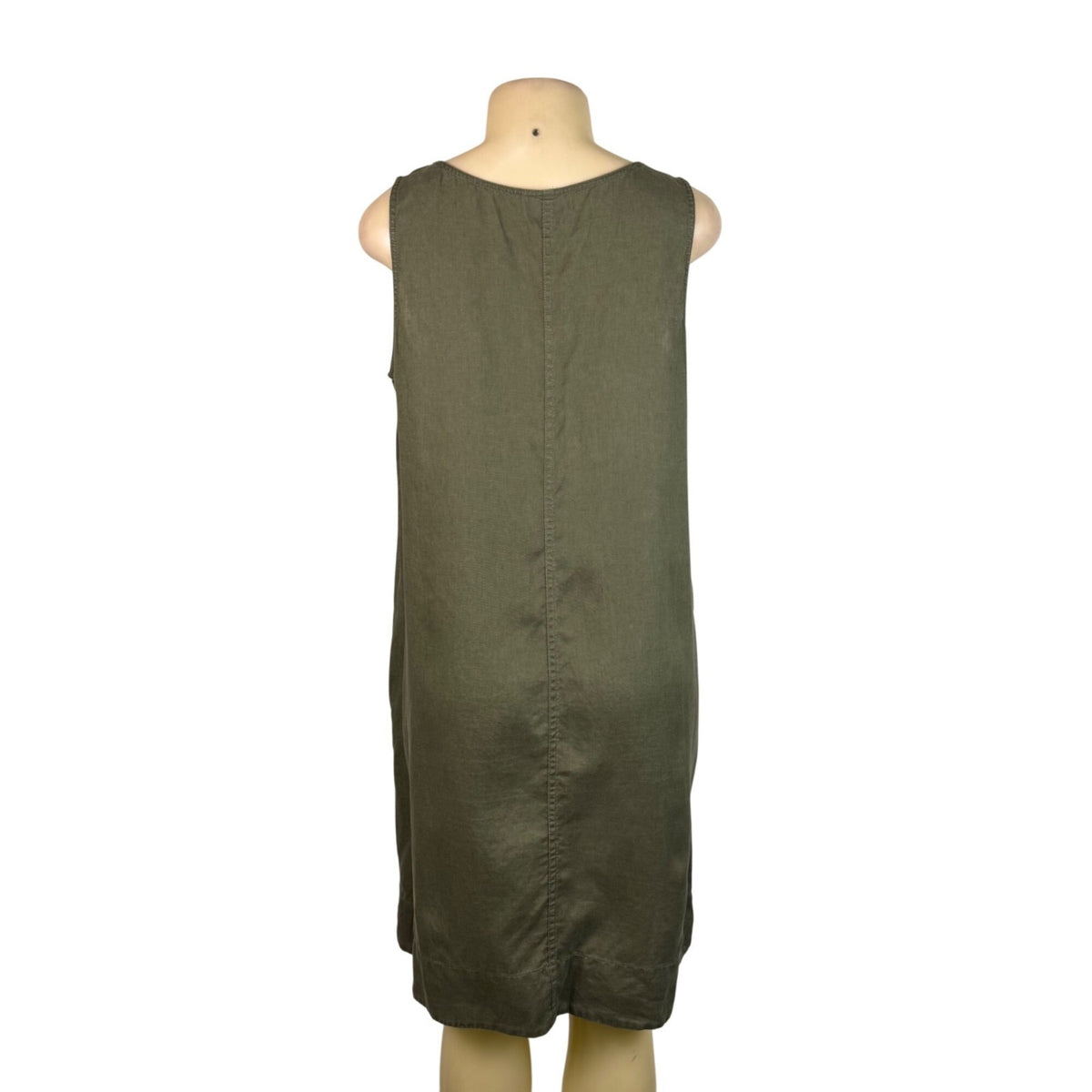 J Jill Womens Olive Linen Tank Shift Dress Sleeveless Relaxed Fit Size M