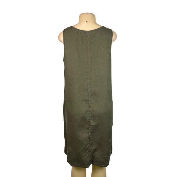 J Jill Womens Olive Linen Tank Shift Dress Sleeveless Relaxed Fit Size M