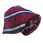 Lands End Mens Burgundy Navy & White 100% Silk Striped Tie Handsewn Classic