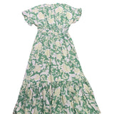 Minkpink Womens Green Floral Maxi Dress With Ruffle Sleeves & Buttons Size L