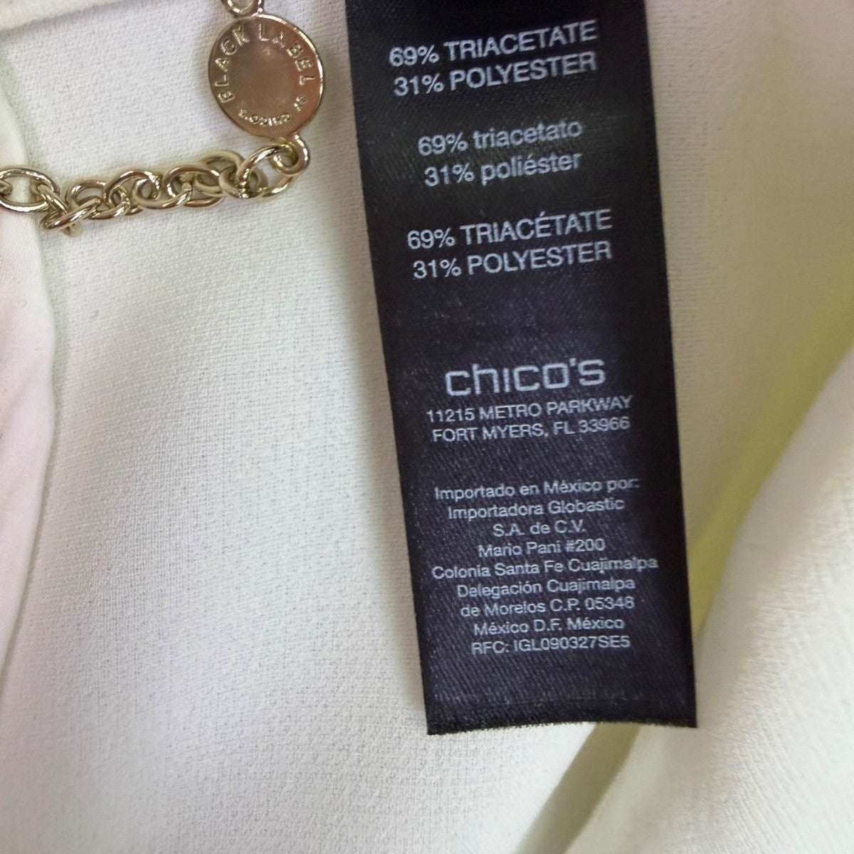 Black Label By Chicos Womens White Sheer Open-Front Trench Coat 69% Triacetate S