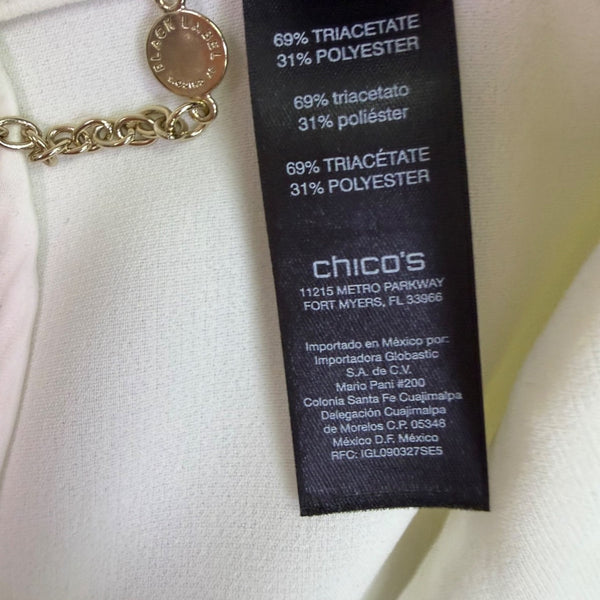 Black Label By Chicos Womens White Sheer Open-Front Trench Coat 69% Triacetate S