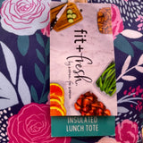 Fit + Fresh Women’s Navy Blue Floral Insulated Lunch Tote With Dual Tan Handles