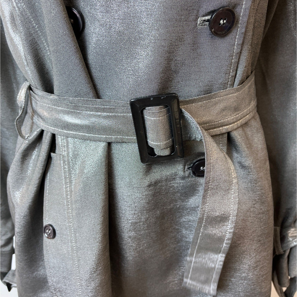 Jones New York Women's Gray Double Breasted Trench Coat Sz M