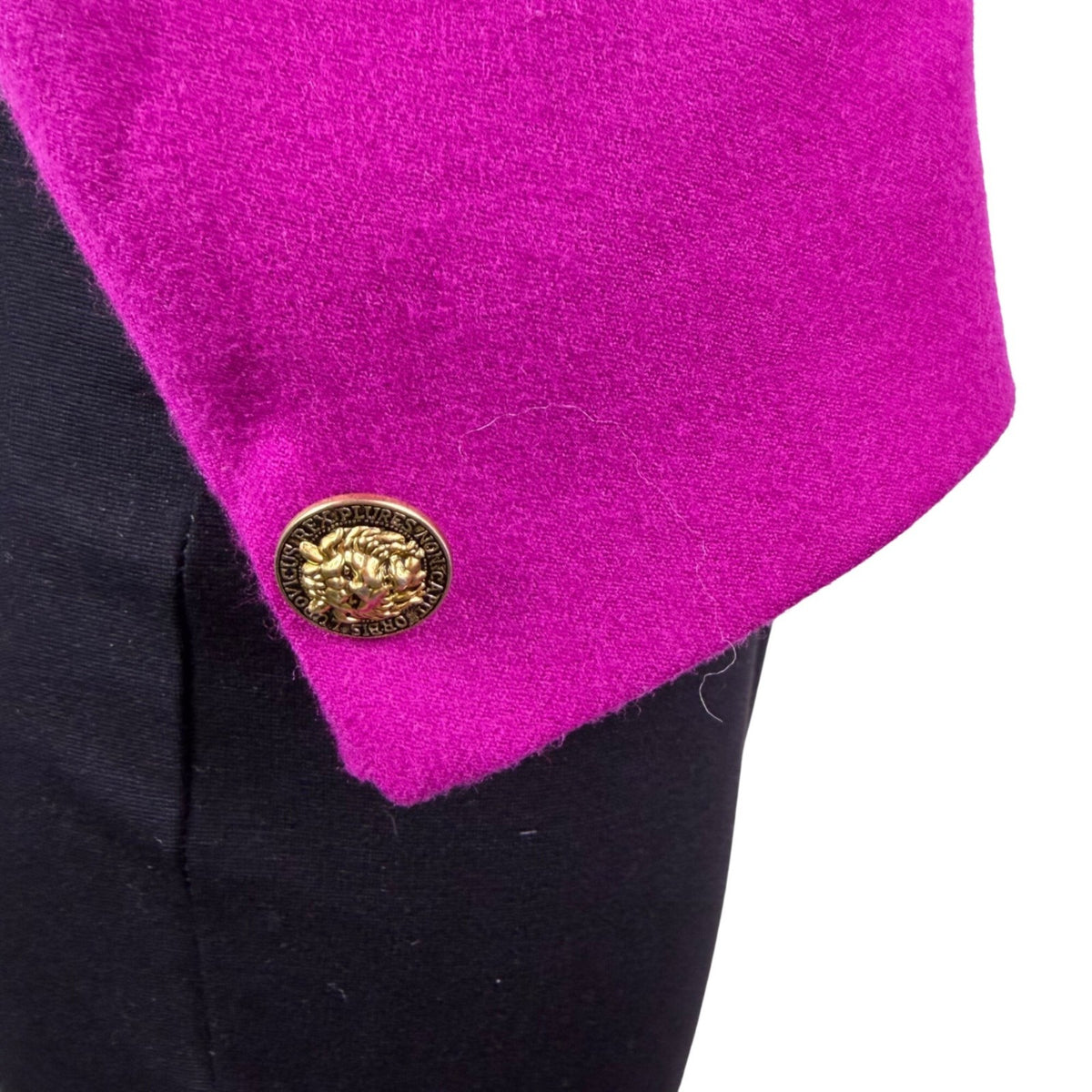 Vintage Guy Laroche Womens Magenta Wool Cropped Double-Breasted Blazer Size 40