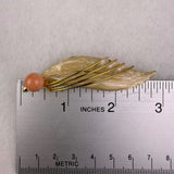 Unknown Ladies Gold Tone Plastic Leaf Clip Brooch With Peach Beaded Accent