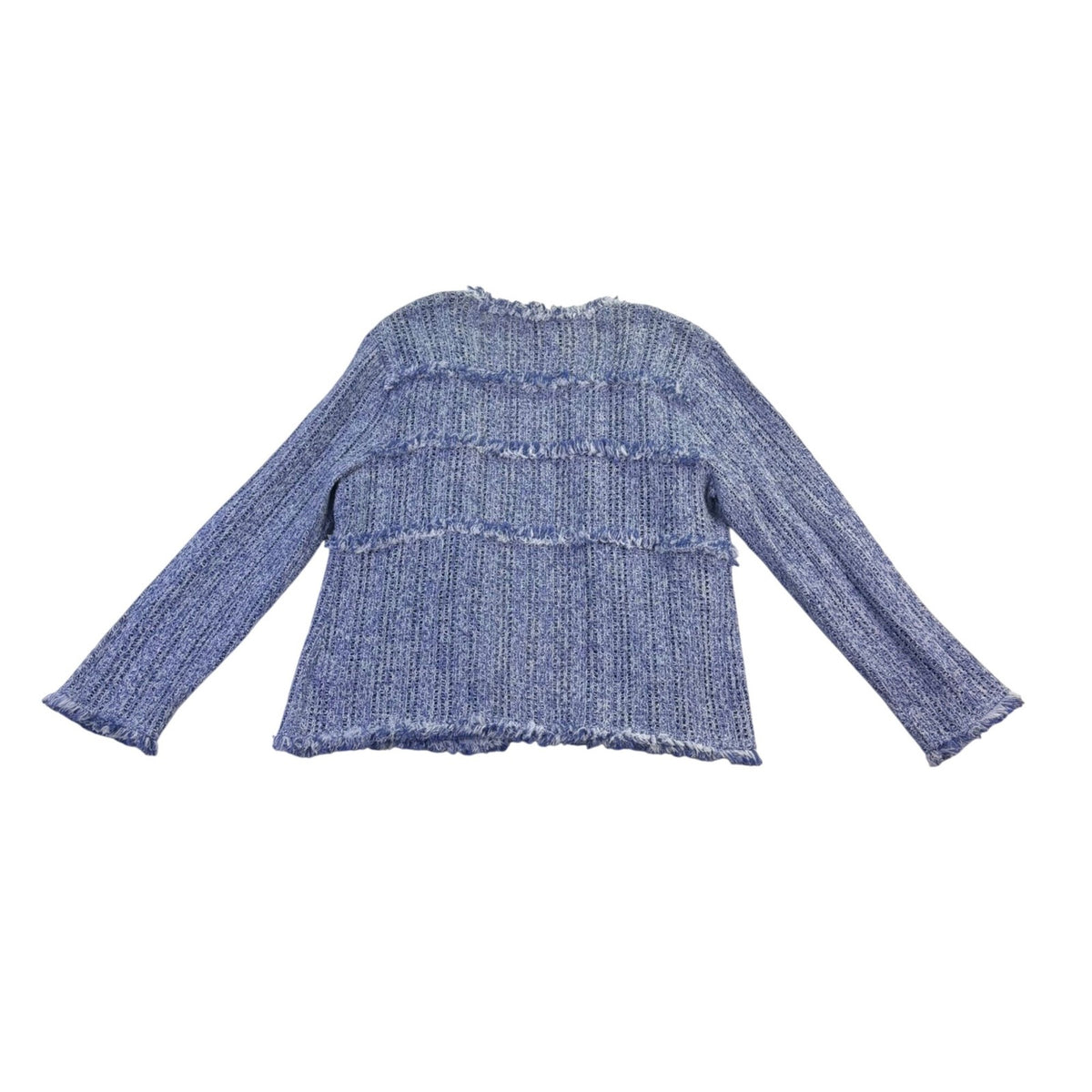 Nic+Zoe Womens Blue Fringe Textured Open Cardigan Jacket L