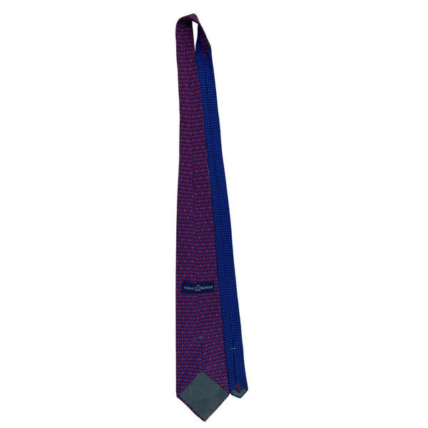 Tommy Hilfiger Mens Red & Blue 100% Silk Geometric Pattern Neck Tie Made In USA