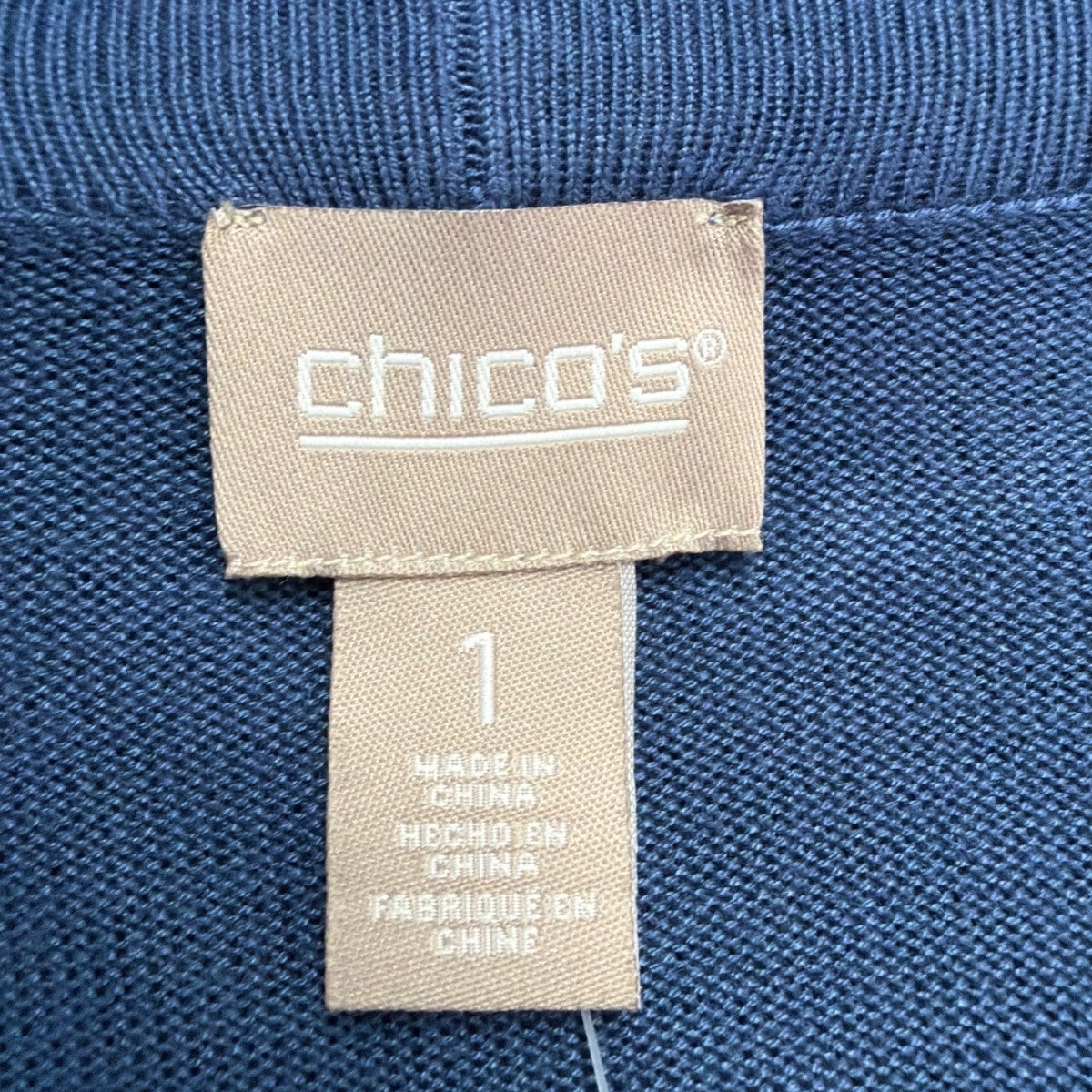 Chicos Womens Indigo Cardigan Long Sleeve Lightweight Fashion Piece Size 1