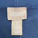 Chicos Womens Indigo Cardigan Long Sleeve Lightweight Fashion Piece Size 1