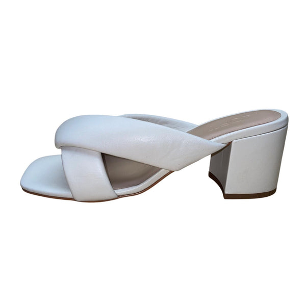 Loft Women’s Dusty Bone Leather Twist Mule-Missy Block Heel Sandals Size 7