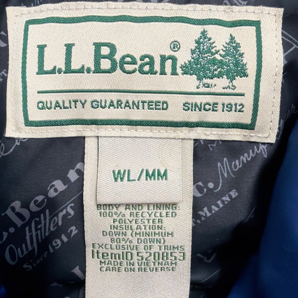 L.L. Bean Mens Colbalt Blue Down Jacket With Tags Warm Winter Sz M