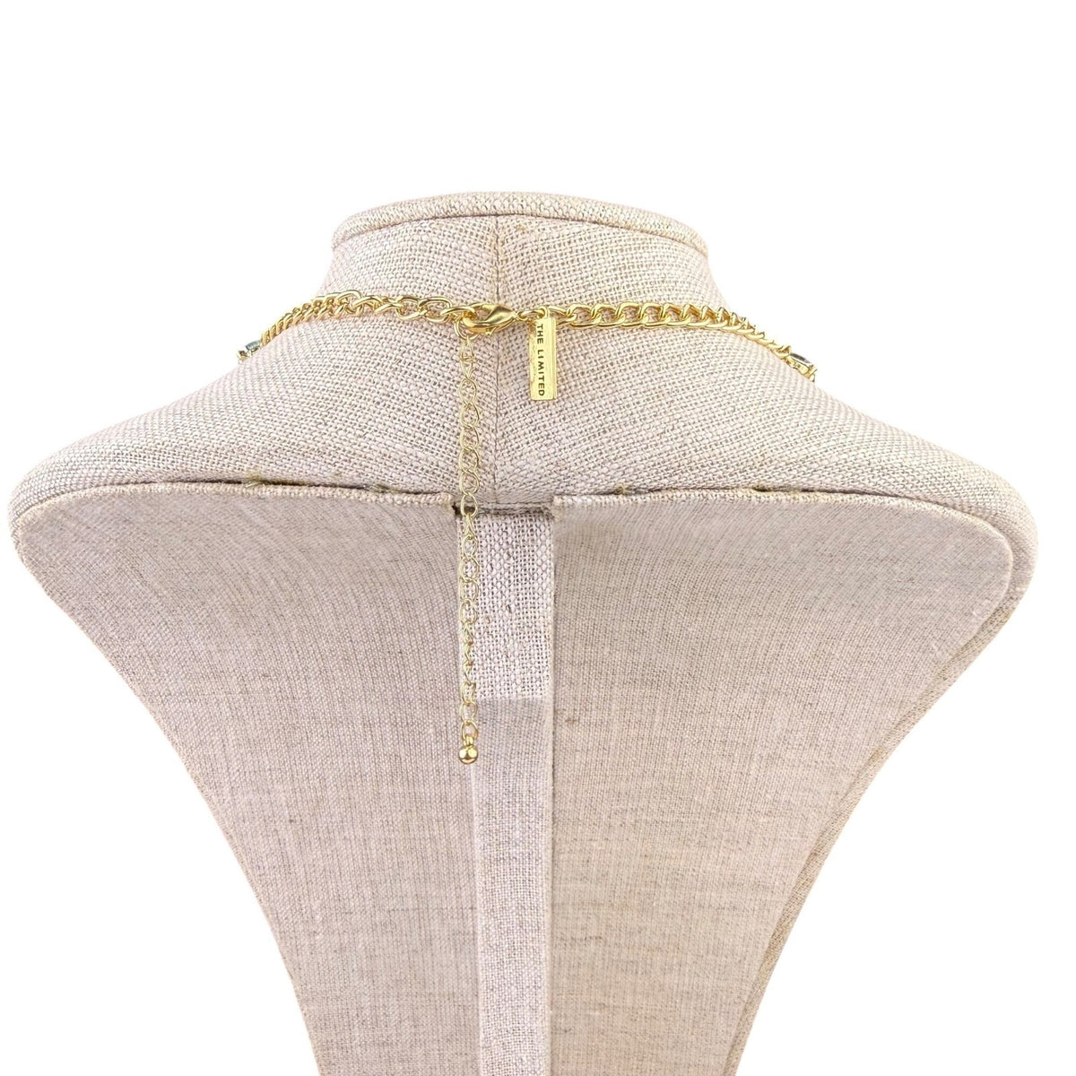 The Limited Women Gold Tone Glass Stone Necklace Statement Chain Jewelry