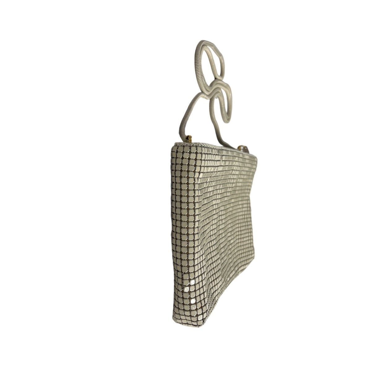 Vintage Hong Kong Women’s Beige Metal Mesh Crossbody Purse With Chain Strap Sz S