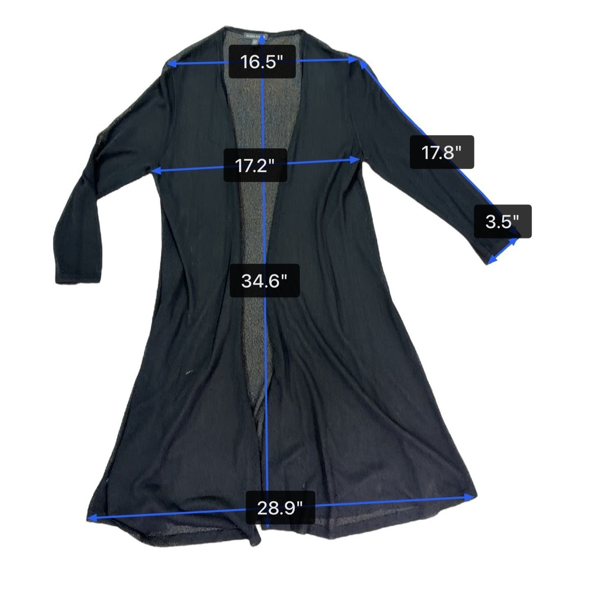 Eileen Fisher Womens Black Sheer Open Cardigan & Silk Dress Set Sz M