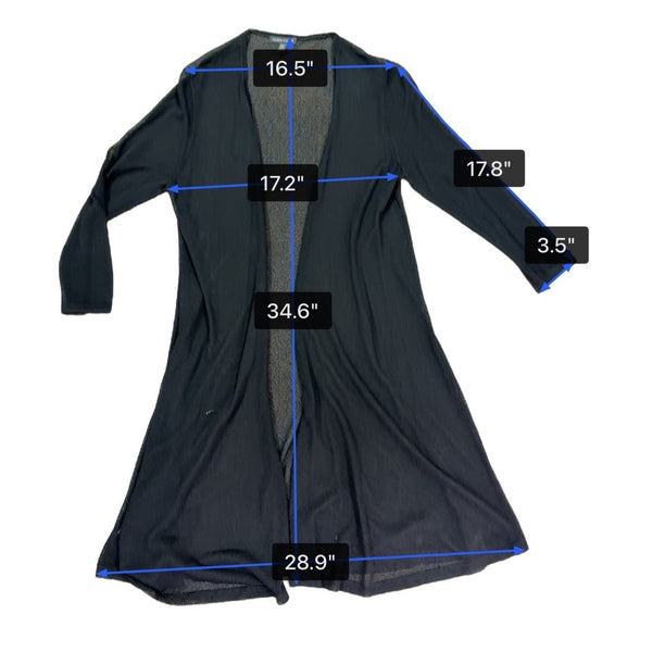 Eileen Fisher Womens Black Sheer Open Cardigan & Silk Dress Set Sz M