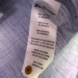 Ben Sherman Mens Blue Cotton Blend Short Sleeve Button-Up Shirt Size L 