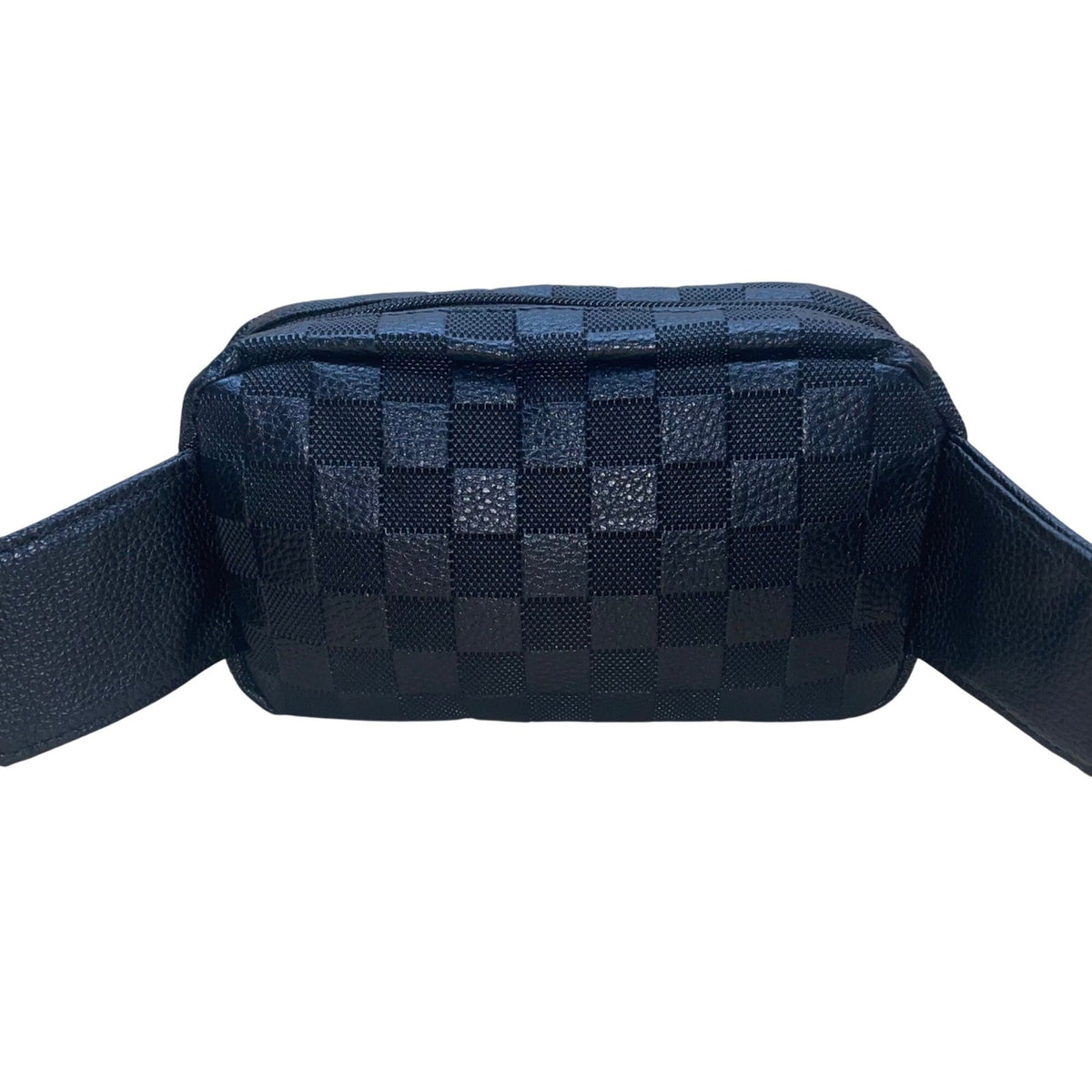 Yuma Unisex Black Checkered Adjustable Strap Fanny Pack Small Crossbody Bag