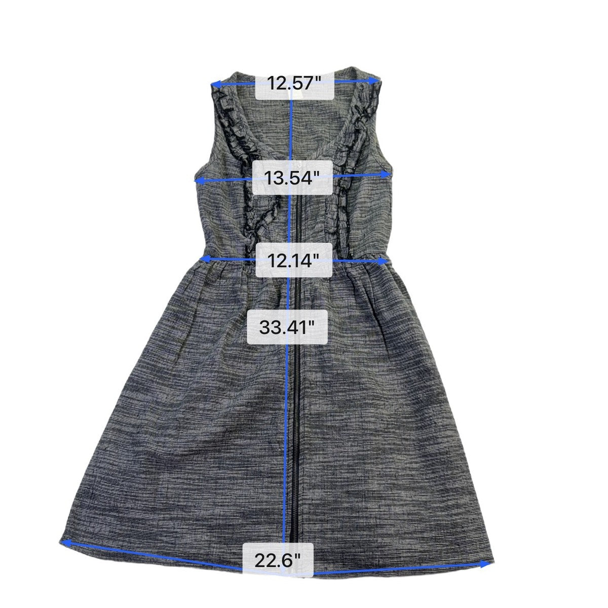 Fish Bowl Womens Gray Sleeveless Fit & Flare Dress With Front Zipper Size S