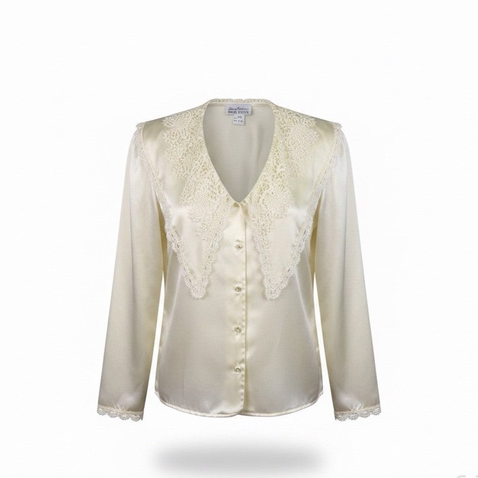 Sonya Ratay For San André Womens Ivory Long Sleeve Lace Blouse Size 10