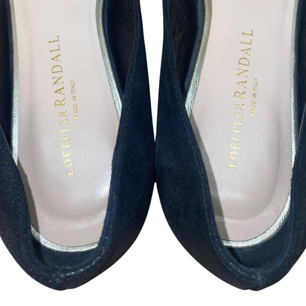 Loeffler Randall Women’s Black Suede With Bow Open-Toe Flats Size 7