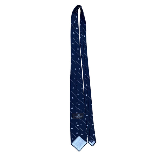 Givenchy Mens Navy Logo Print Neck Tie 175 Water Street Design Elegant