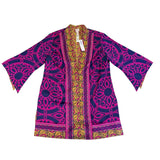 Chicos Womens Pink & Yellow Open Front Kimono With Bold Abstract Pattern Size 2