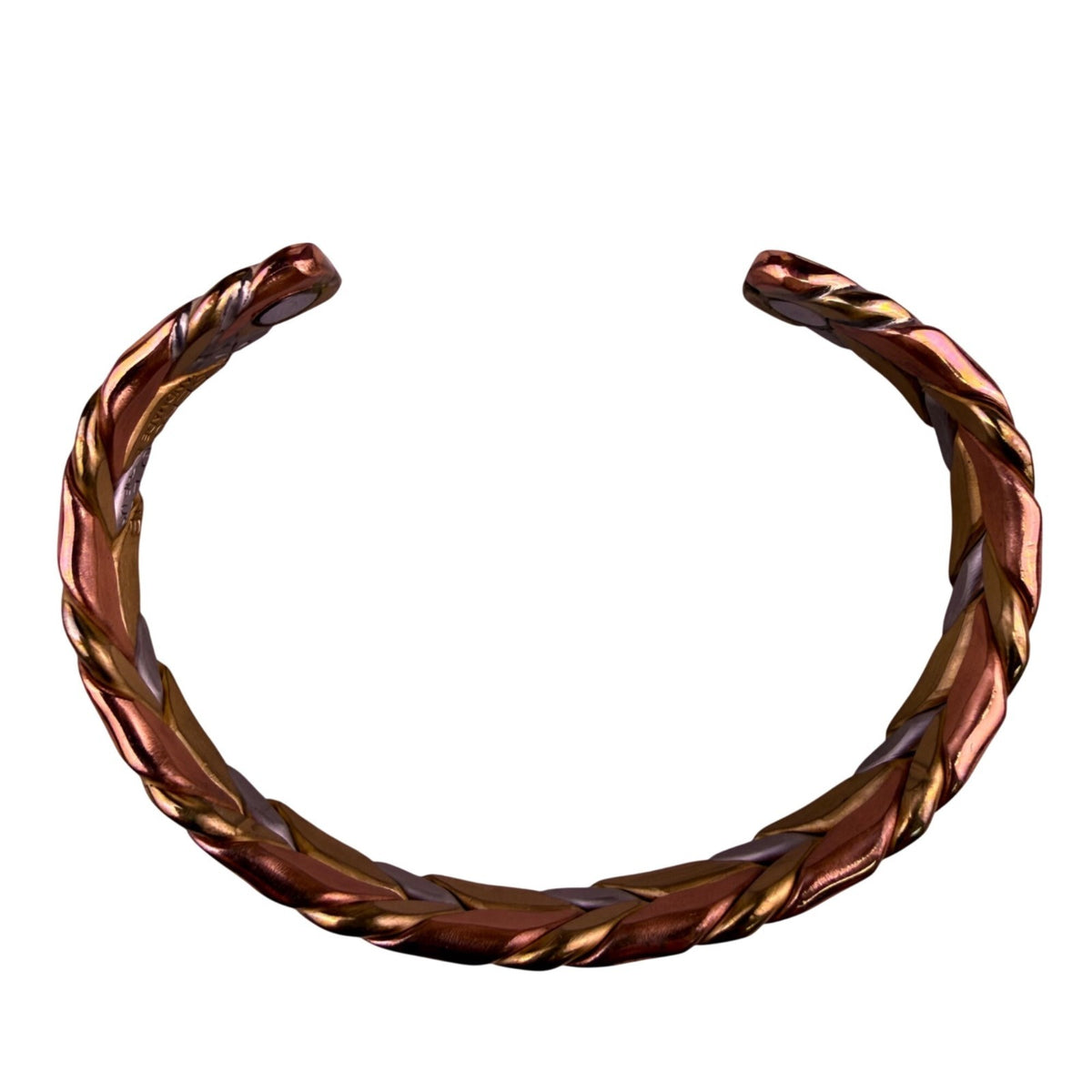 Sergio Lub Womens Mixed Metal Bracelet Twisted Braided Silver Copper Magnetic