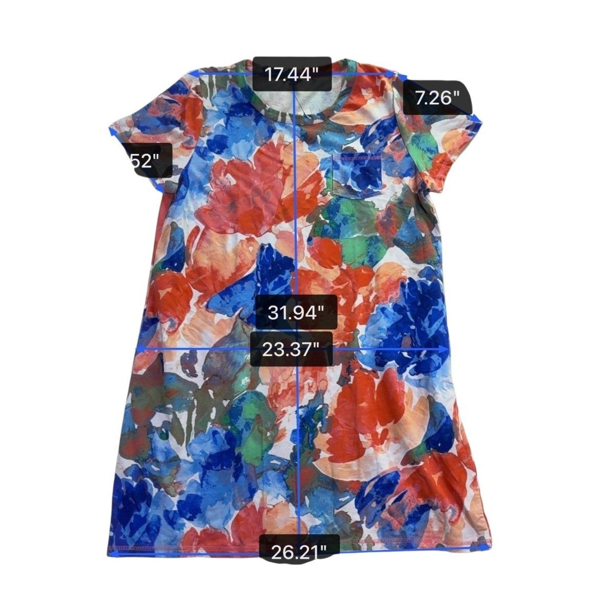 T Talbots Womens Multi-Color Knit Short Sleeve Floral Shift Dress Pocket Sz XL