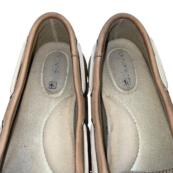 Sperry Women's Beige Leather Casual Slip-On Top Sider Boat Shoes Size 7.5M