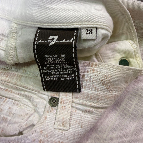 7 For All Mankind Womens White Skinny Pants Snakeskin Pattern Size 28