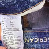 American Eagle Womens Blue Denim Short Strigid Raw Hem Straight Leg Jeans Sz 4 