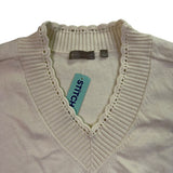Evolution By Cyrus Womens Off-White V-Neck Short-Sleeve Sweater Size L